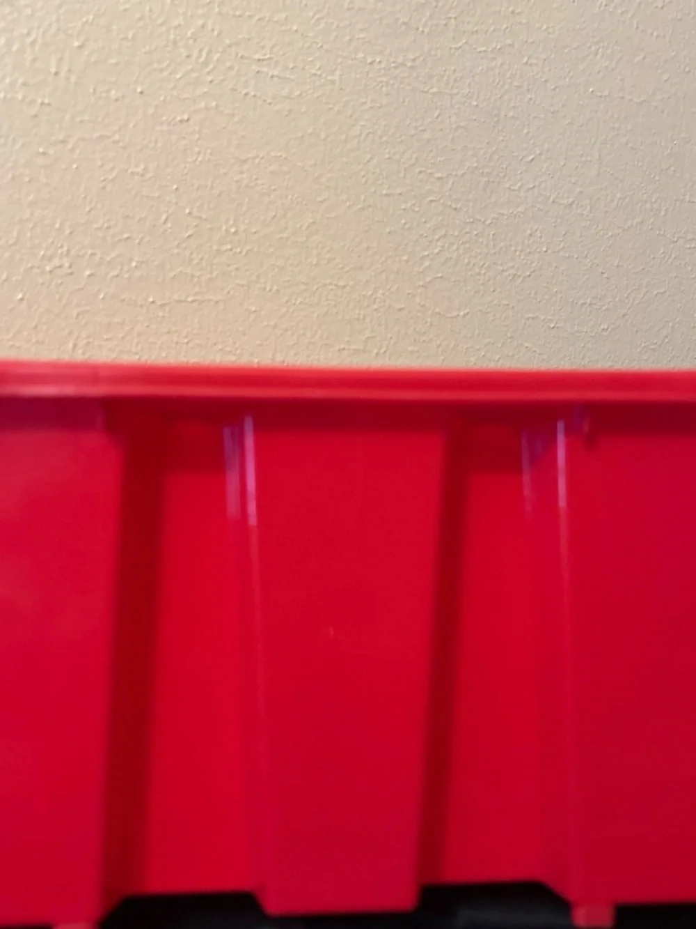 Red Plastic Storage Bin - Home Organization